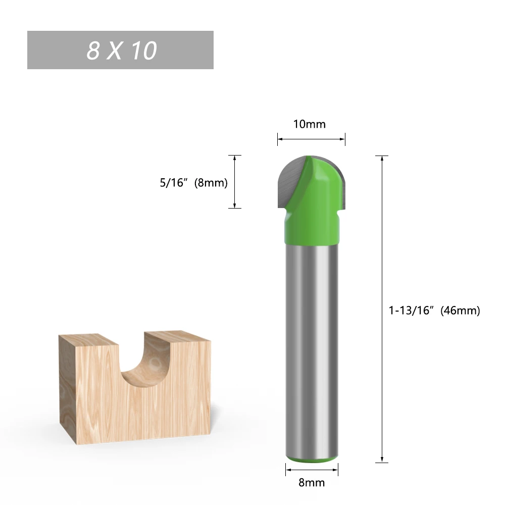 LA VIE 1pc 8mm Shank Ball Nose End Mill Round Nose Cove CNC Milling Bit Radius Core Box Solid Carbide Router Bit Tools