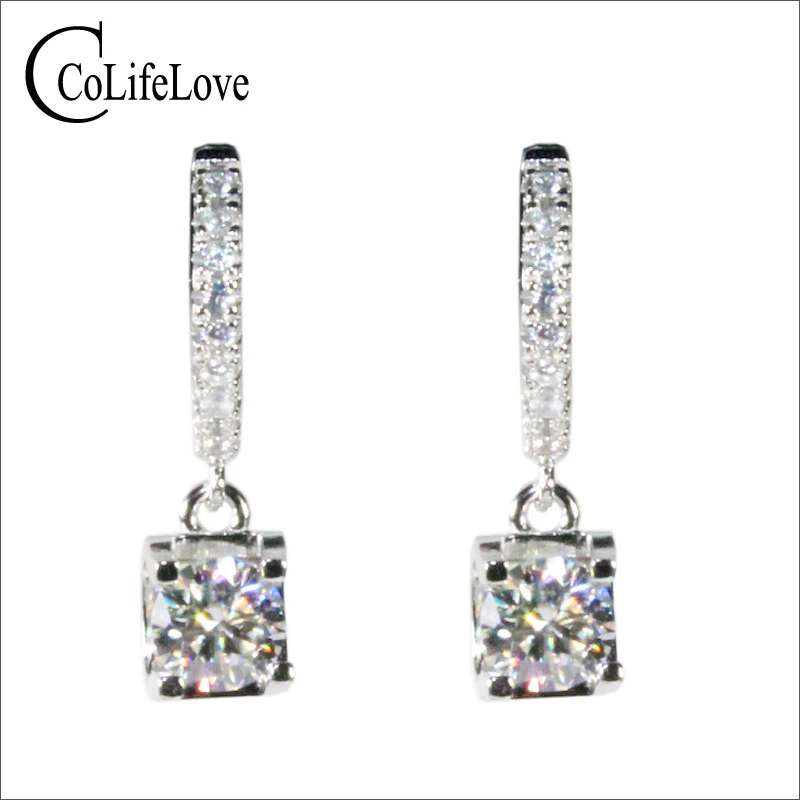 

CoLife Jewelry Dazzling Moissanite Dangler for Wedding 0.5ct &1ct F Color Moissanite Drop Earrings 925 Silver Moissanite Eardrop