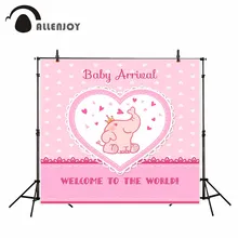 Allenjoy розовый Слоны фоны поступление Baby Shower сердце Золотая Корона принцесса Фотофон Новорожденные вечерние Фотообои