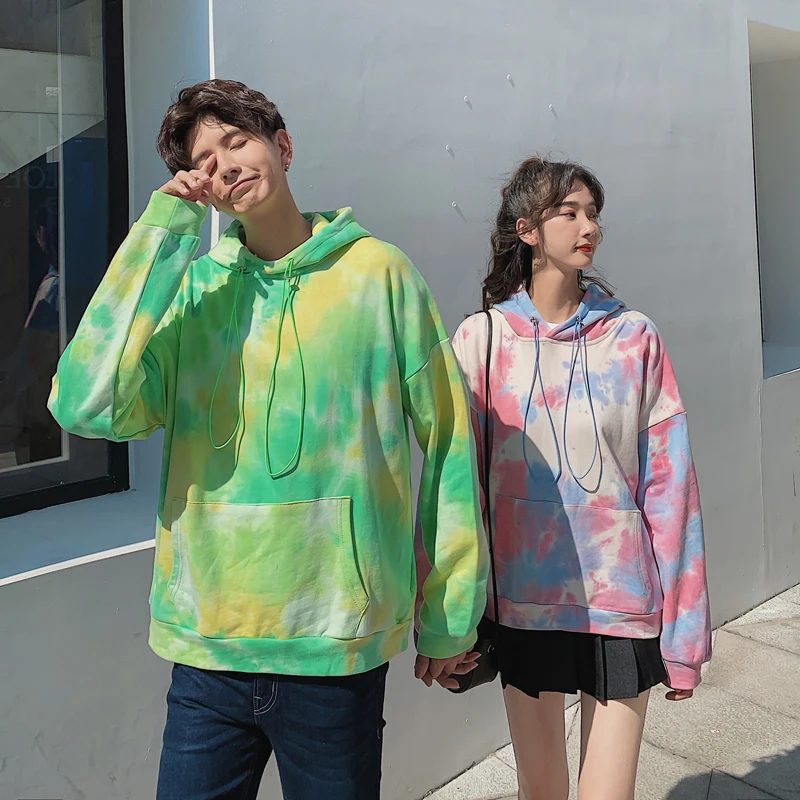 

Autumn New Hoodies Men Fashion Tie Dyed Gradient Casual Hooded Pullover Man Streetwear Wild Hip Hop Loose Couple Sweatshirt