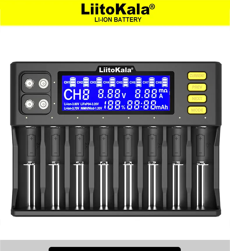 LiitoKala Lii-S8 Lii-M4 Lii-600 Lii-S1 18650 Charger LCD Display Universal Smart Charger  for 26650 18650 21700 18500 AA AAA