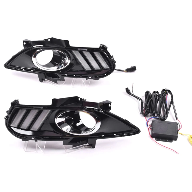 Car DRL Lamp LED Daytime Running Light with Yellow Turning Signal Relay Waterproof for Ford Mondeo Fusion 2013 -2016 | Автомобили и