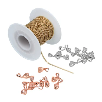 

20 Pieces Mixed Clip Pinch Bails 26x9x7mm For Crystals Pendants Jewelry Finding Come With 1 Roll 10 Yards Jewelry Making Chain