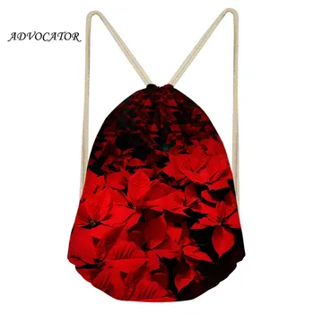 

Poinsettia Flowers Drawstring Bag Children Backpacks for Teenager Girls Small Storage Bags Daily Backpack String Pouches