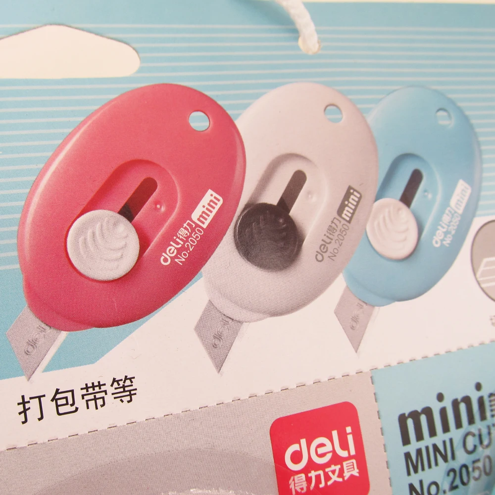 Deli Mini Utility Knife Box Cutter Auto-Retractable Razor Blade Knife 1pc 2050