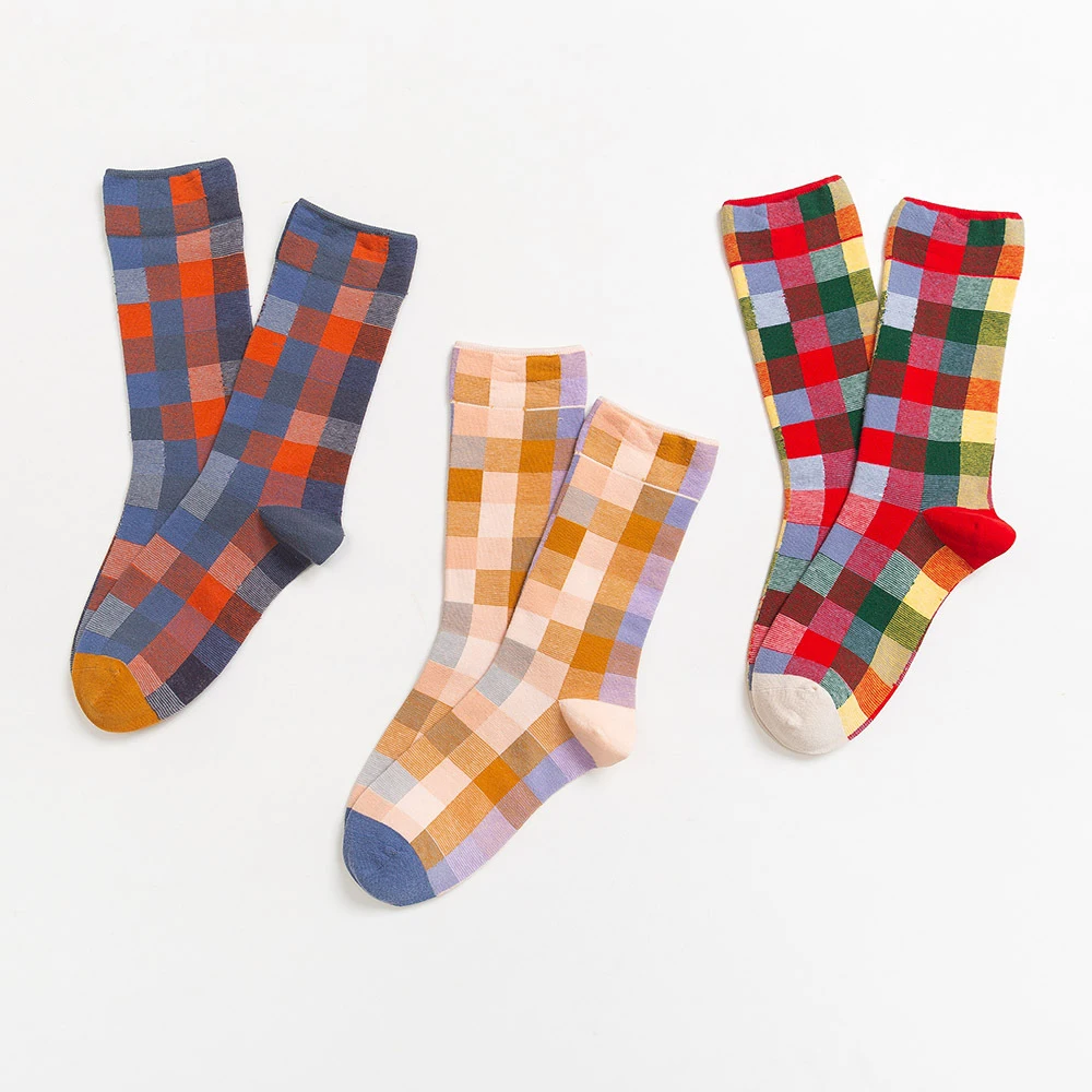 WHLYZ YW 5 pairs/lot Women short socks New Fashion Designe Square colorful Combed Cotton Happy Wedding funny socks hip hop