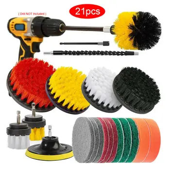 

21pcs Drill Brushes Attachment Set Car Wash Brush Auto Detailing Cleaning Tools Sponges Scouring Pads Applicable Durable Replace