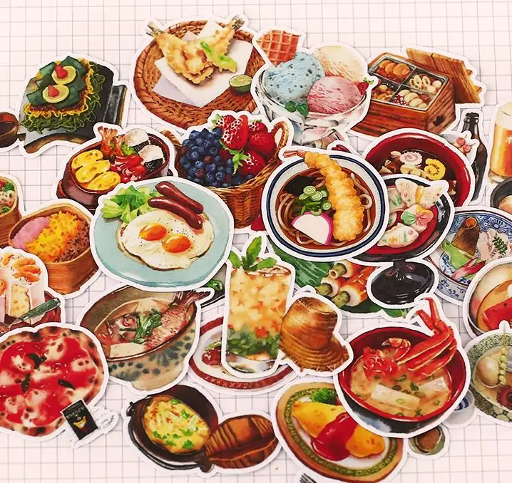 24pcs/pack exquisite self-made lovely food stickers scrapbooking stickers decor Label Diary Album Stickers Classic Toys gift
