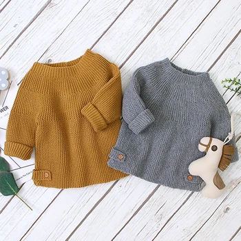 

New 2020 Girl Autumn Winter Cute Long Sleeve Knitted Sweater Girls Pure Color Sweaters For Girls Kids Clothes