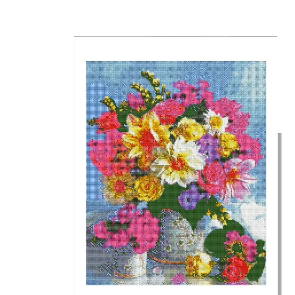 5d Diamond Painting Flowers Full Round Drill New Arrival Mosaic Embroidery  Vase Painting Rhinestone Home Decor