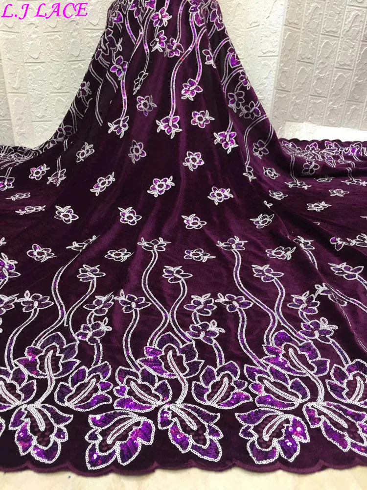 

Star pattern velvet material sequins design fashion lace African party gowns sewing velvet lace fabrics 2020 lace