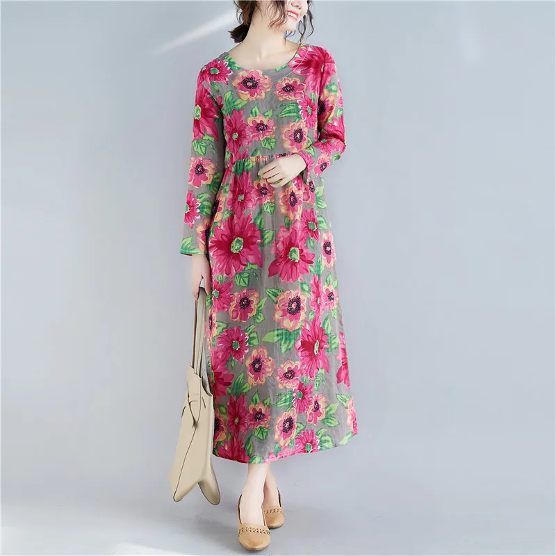 Photo Shoot Currently Available Cotton Comfortable Large Size Large Flower Dress