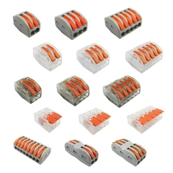 

10PCS/LOT Electrical Wiring Terminals Cage Spring Universal Fast Terminal Household Connectors For Connection PCT-222 212-218