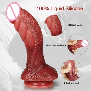 Soft Silicone Animal Dildo Realistic Dog Penis Suction Cup Wolf Cock Lesbian Sexy Fake Anal Butt Plug Sex Toys for Women Men 3