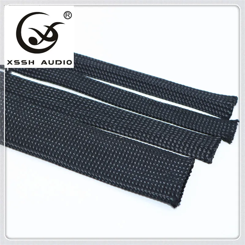 Online XSSH altavoz de algodón negro especial amortiguador mangas de cable trenzadas para cable de audio de alimentación