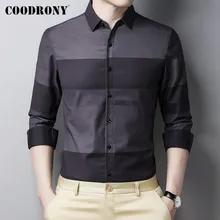 Coodrony camisa casual masculina, camisa de manga longa listrada fashion para primavera e outono, vestido de negócios de alta qualidade c6202