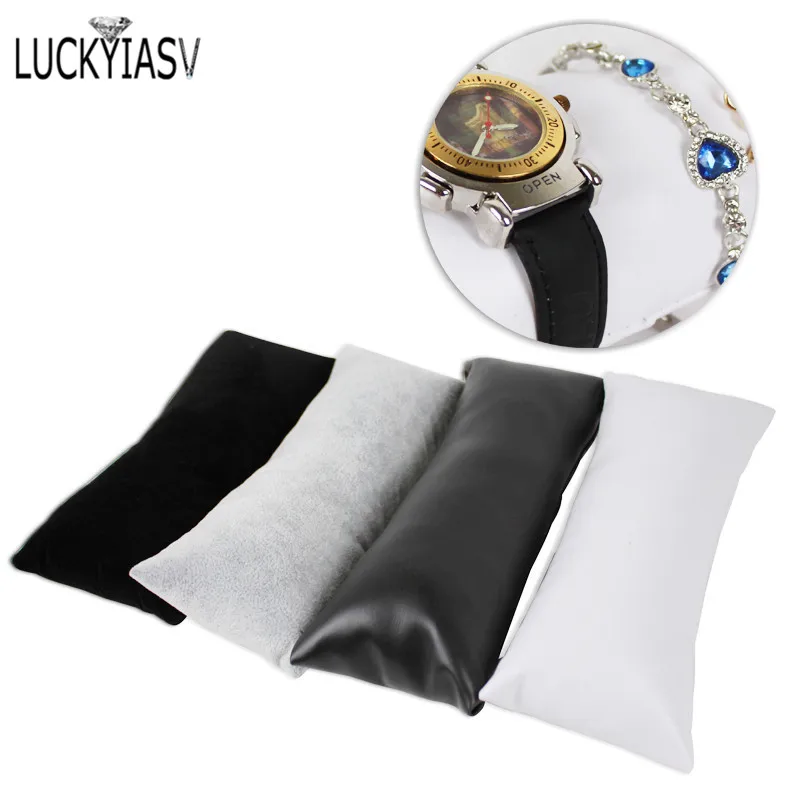 He48ae0d5527346c0adfbf6ec46f320a9C Wholesale Jewelry Pillow Stand Velvet PU Leather Holder Organizer Bracelet Case Bangle Anklet Watch Display Photography Prop