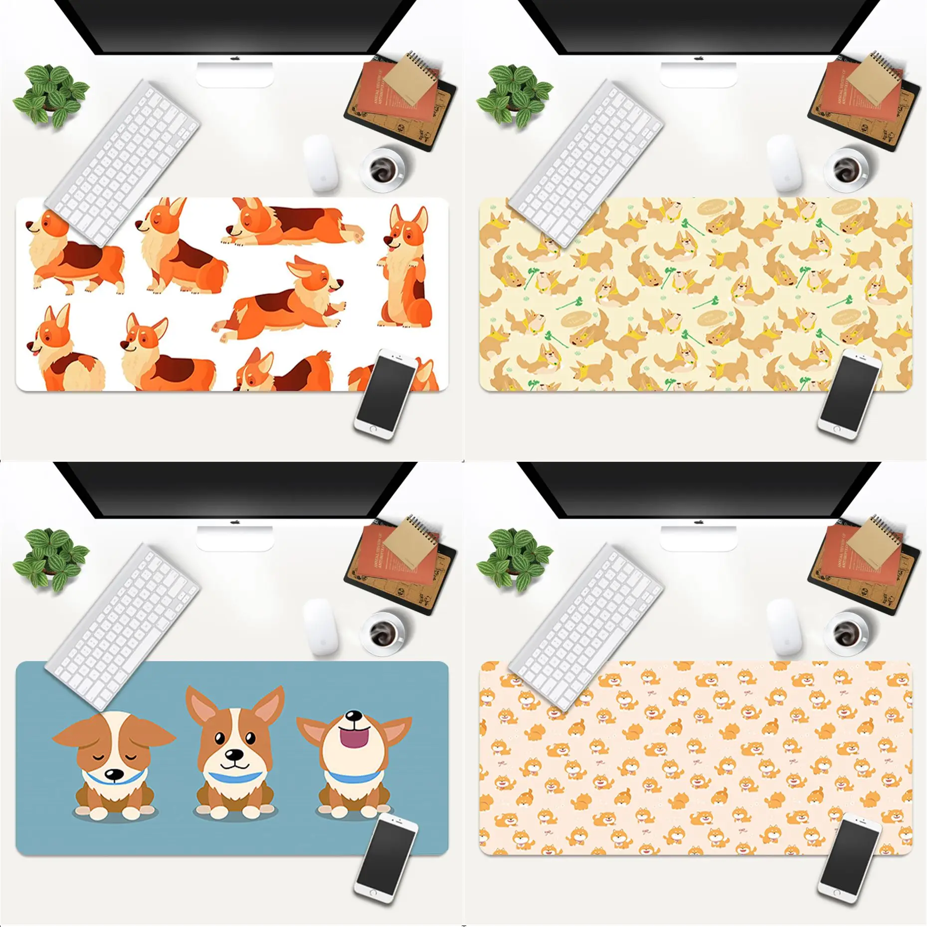 

Own Mats Cartoon Cute Corgi Dog Unique Desktop Pad Game Mousepad Gaming Mouse Pad Large Deak Mat 700x300mm for overwatch/cs go