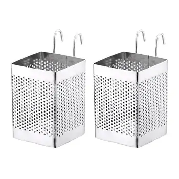 

2pcs Stainless Steel Chopsticks Holder Storage Container Multifunctional Draining Chopsticks Rack for Home Kitchen