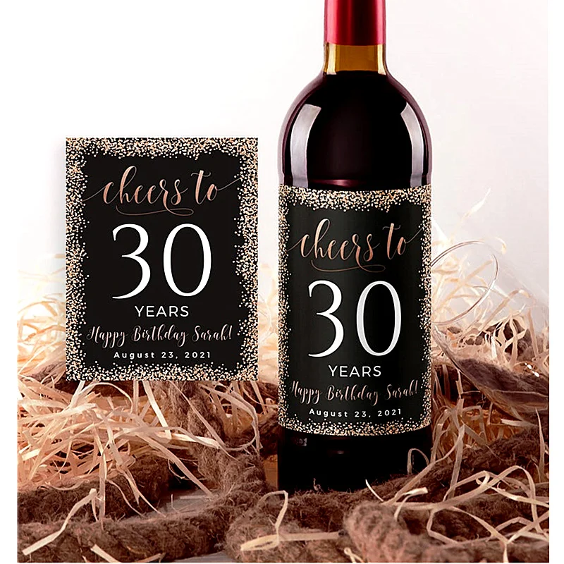 Custom Birthday Announcement Wine Bottle Label,Personalized 30th birthday  Novelty Gifts,Rose Gold,Collect Memories Wine Gifts