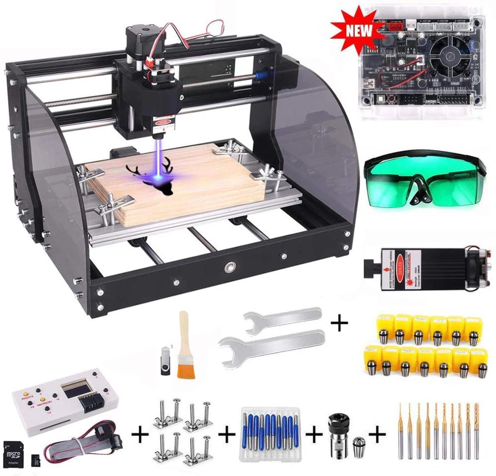 US $199.27 Upgrade Cnc 3018 Pro Max 15w Diy 3axis Laser Engraver Grbl Pcb Milling Machine Wood Router 3018 Pro With Offline