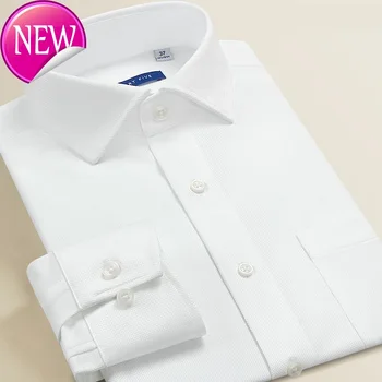 

Collar Smart Round Dress Shirts Men Slim Fit Long Sleeve Cotton Striped Shirts White Office Formal Camisa Masculina