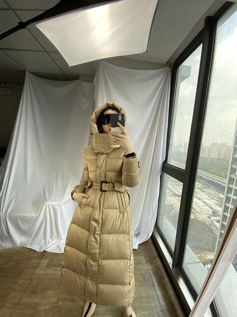 [EAM] Свободная длинная теплая куртка с капюшоном и длинным рукавом, новая теплая Женская парка с капюшоном, модная Осенняя Зимняя коллекция, 1M423
