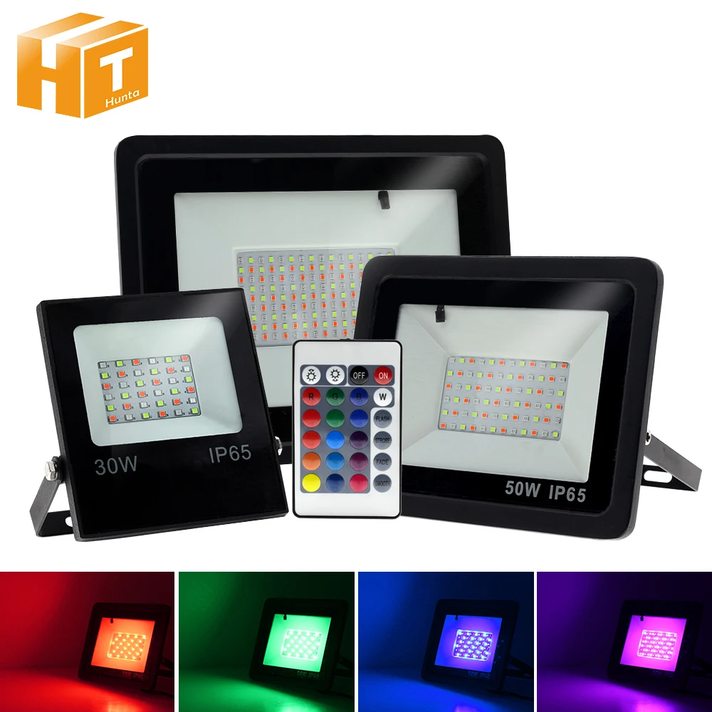 Цветная (RGB) Светодиодный прожектор AC220V 30 Вт 50 100 RGB с 24Key ИК пульт дистанционного