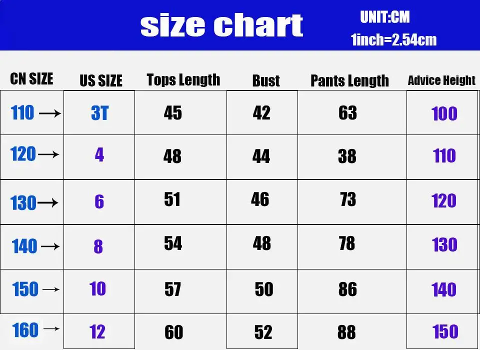 套装尺码表110-160-尺码偏小