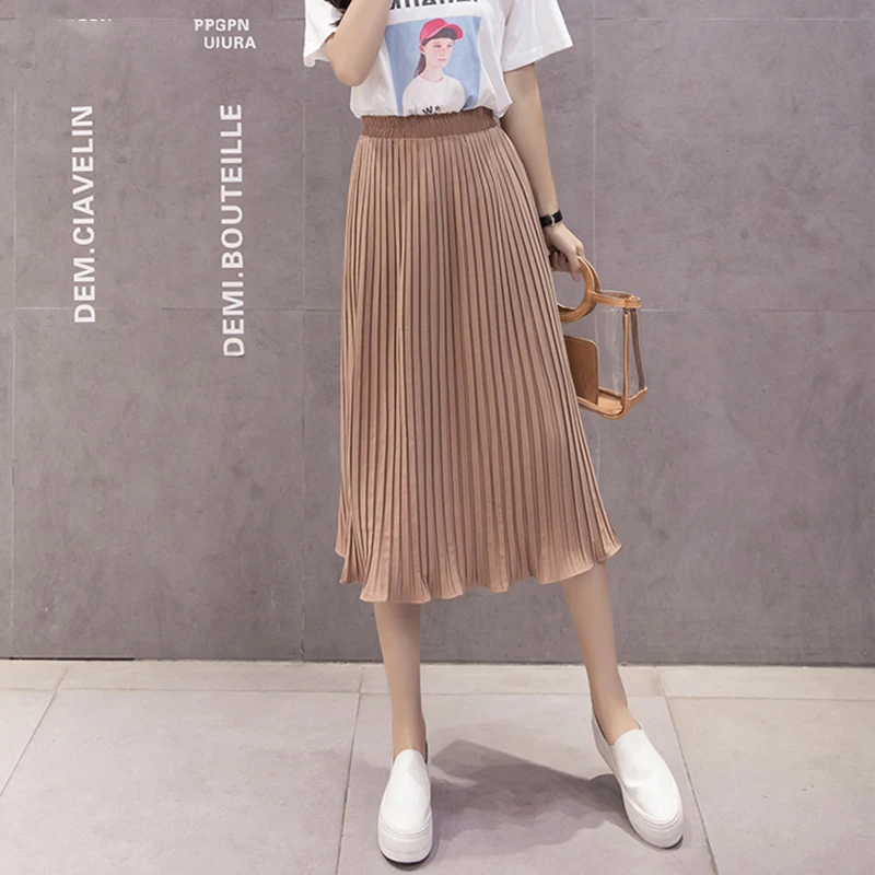 Женские шифоновые плиссированные юбки с высокой талией, женские S-XL Harajuku Faldas Mujer, Прямая поставка, 6 цветов, корейская мода, летняя юбка