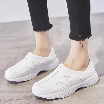 

Summer Shoes Womens Sneakers PU Flats Female Casual Nurse Shoes White Walking Sneaker Women Loafers Light Weight Tenis Soft Shoe