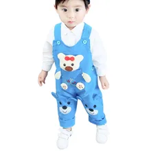 Детские комбинезоны; комбинезоны для мальчиков и девочек; Детский комбинезон с рисунком медведя; цельнокроеные штаны; детские штаны; От 1 до 3 лет K