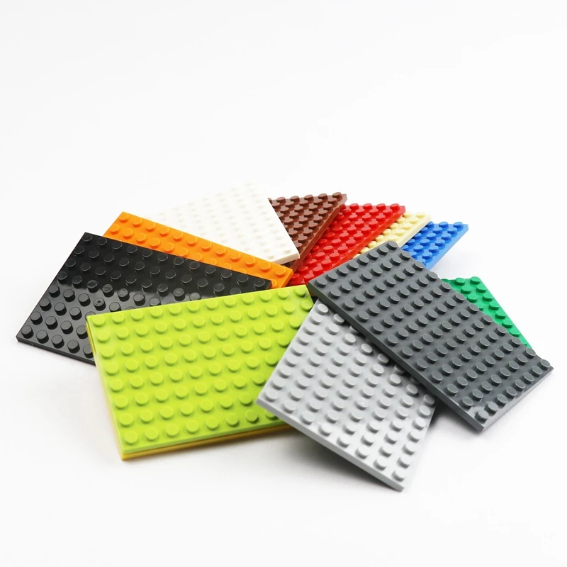 Double Sides Plate 4 Pieces 8 X 12 Baseplate City Building Blocks MOC Brick Dinosaurs Parts DIY LOGO Kids Technical Creative Toy