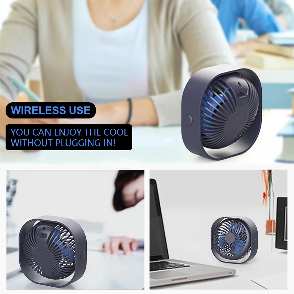 USB Desk Fan Portable Desktop Table Fan with 3 Speed 360 Rotation Adjustable Strong Wind Quiet Mini Fan for Office Household