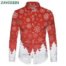 JAYCOSIN, Мужская одежда,, этнический стиль, Рождественская рубашка с принтом, Мужская модная рубашка с длинным рукавом, Мужская одежда, осень-зима 1115