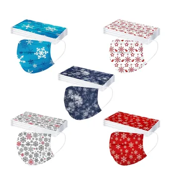 

50pc Disposable Face Mask 3 Layers Filter Snowflakes Smog Earloop Breathable Gauze Mask Snow Adult Face Mouth Masks