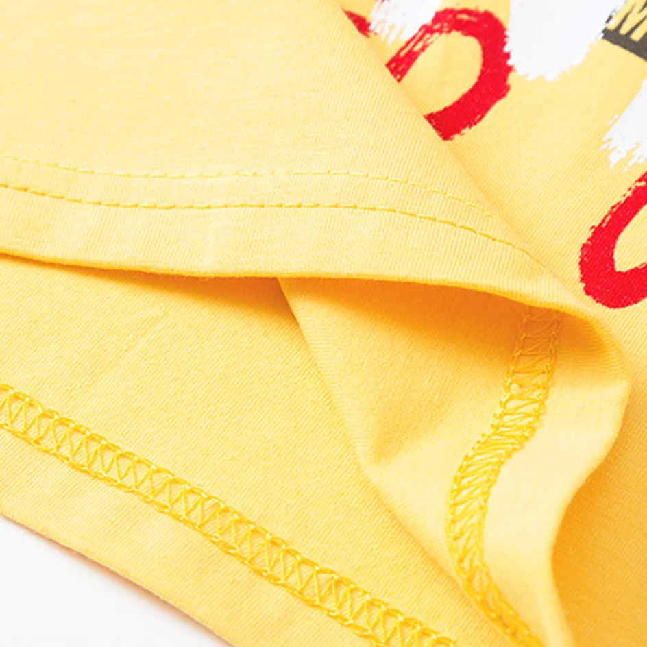Girls Clothes Short Sleeve T-shirt Cotton Yellow Tops Printed Letters Kids Shirts Children's Clothing Cotton Round-collar