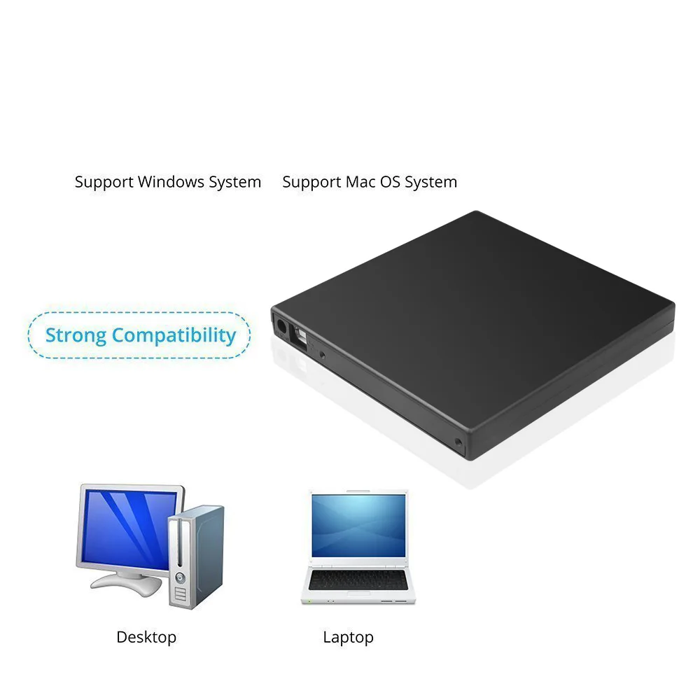 Kebidumei 12 7 мм тонкий DVD CD Rom IDE чехол привод USB 2 0 SATA Внешний для ноутбука компьютера