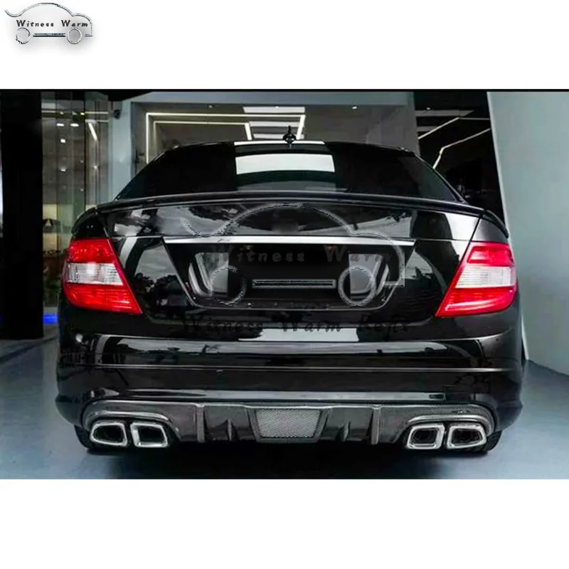Задний бампер из углеродного волокна, выпускной диффузор, спойлер для Mercedes Benz C Class W204 C63 AMG 2007-2011 FRP автомобильный комплект кузова
