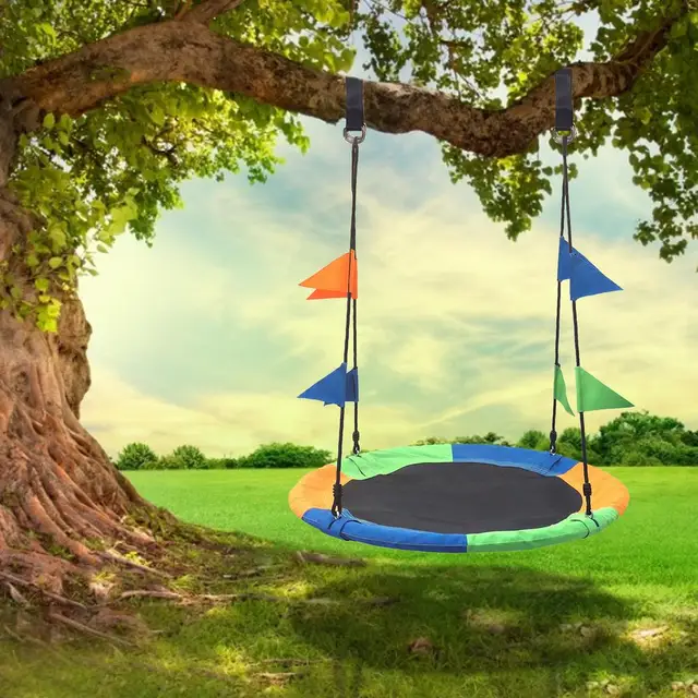 Outdoor Children Swing 1M Flying Saucer Rotate Tree Nest Swing 900D 600lbs Flying Giant Rope Round Swing Kids Hanging Seat Toys 3