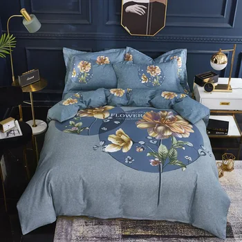 

Classic Bedding Set Luxury Bed Sheet Quilt Cover Pillowcase Family Set AB Version Double-sided Printing King Size Bedding Set