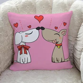 

Valentine Puppy Love Pattern Pillow Covers Cases Cushion Pillowcase Square Print
