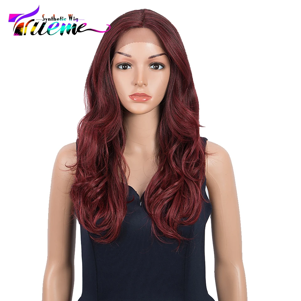 

Trueme Synthetic Middle Part Front Lace Wig Long Wig Body Wave Lace Front Wig Ombre Red Purple Cosplay Wigs For Women