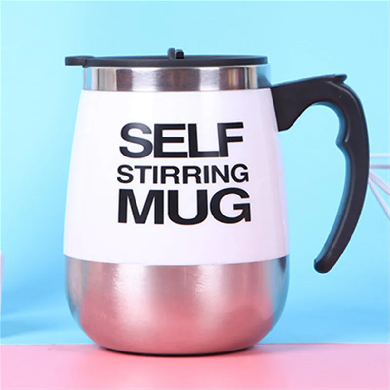 White Self Stirring 450 мл Автоматическая Магнитная кружка-мешалка Кофе молока смесительная кружка Нержавеющая сталь Термальность чашки электрический ленивый двойной изотермическая чашка - Цвет: White Self Stirring