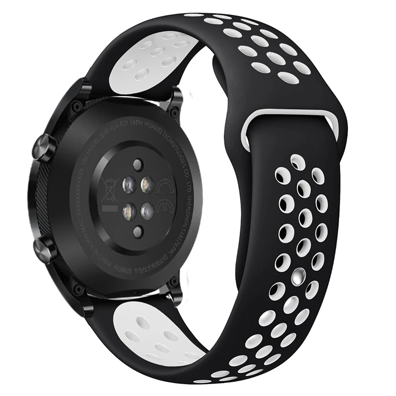 Спортивный Браслет Для huawei GT Watch Sttrap 22 мм мягкий резиновый ремешок для часов Galaxy Watch 46 мм gear S3 Amazfit 1 2 22 мм ремешки на запястье - Цвет ремешка: Black-white