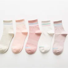 Стиль, весна-лето, новинка, две полоски, японский стиль, хлопок, женские, без пятки, хлопок, универсальные, простые, женские носки