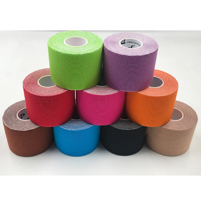 DL Rayon Kintape (Synthetic Kinesiology Tape Pro) 5cm x 5m Wrist Support with 18 Applications Taping Guide Manual of Sports