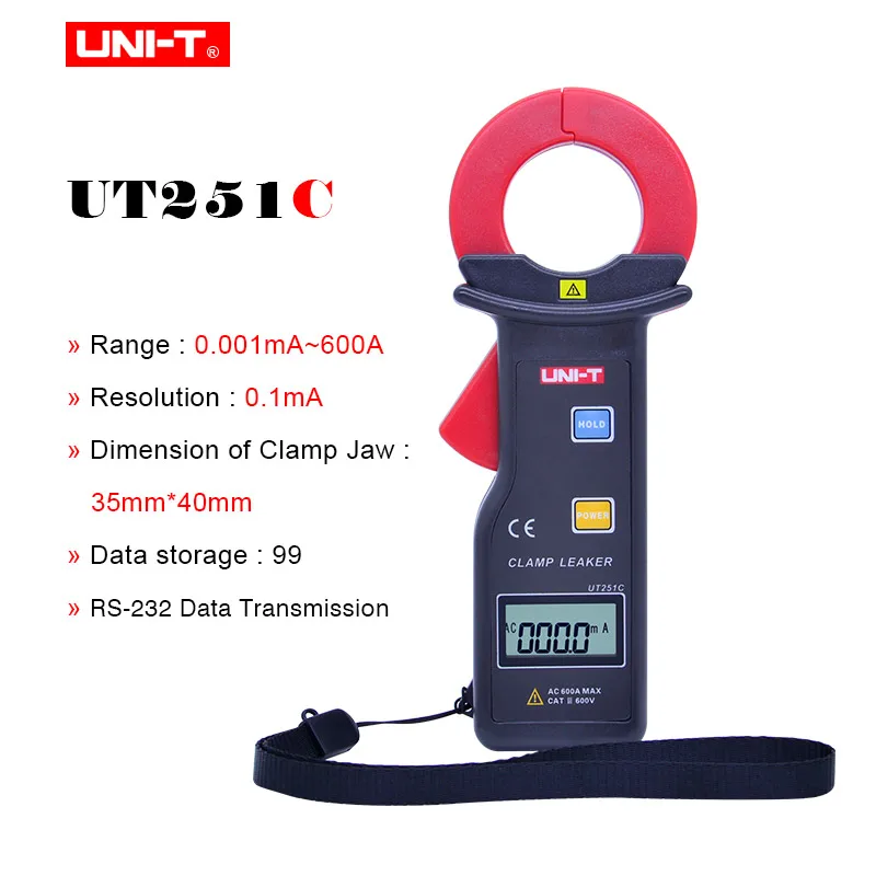 UNI-T UT251A UT251C RS-232 Auto Range High Sensitivity Leakage Current Clamp Meters with 99 Data Logging Ammeter Multitester - Цвет: UT251C