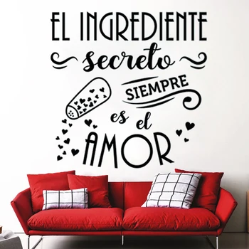 

Spanish The Secret Ingredient Is Always Quote Wall Sticker Kitchen Kids Room Family Secret Love Heart Quote Wall Decal RU145