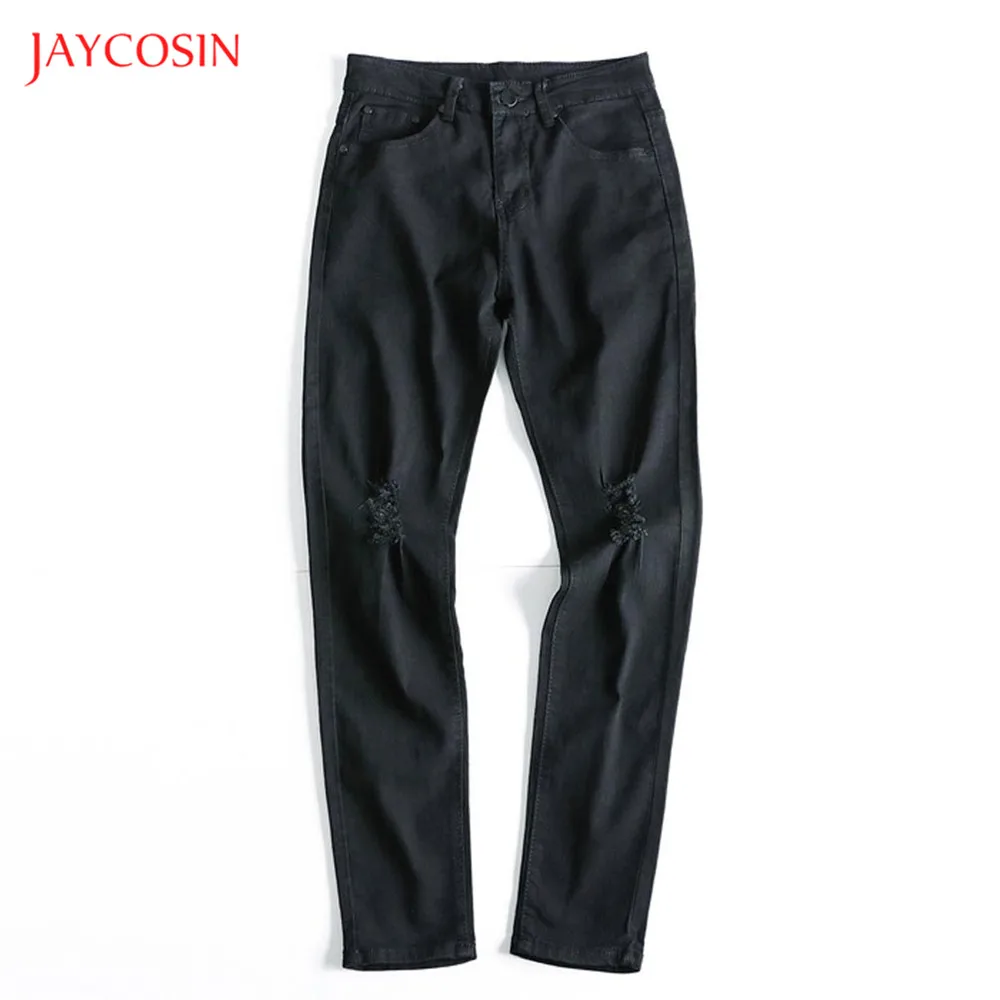 Jaycosin мужские потертые джинсы, одноцветные классические деловые прямые брюки, модные повседневные трендовые мягкие брюки, новые мужские джинсы, брюки